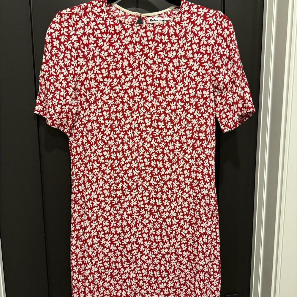 Reformation Red and White Floral Dress